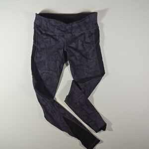 Vimmia Navy and Black Snake Skin Pattern Leggings Womens Medium Lace Lower Leg